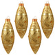 Glitzy Glittered Glass Finial Christmas Ornaments, Matte Antique Gold, Set of 4