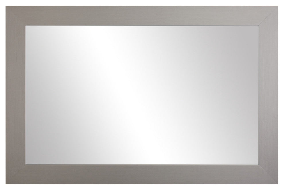 Pendleton Framed Wall Mirror, Satin Nickel, 28" X 36"