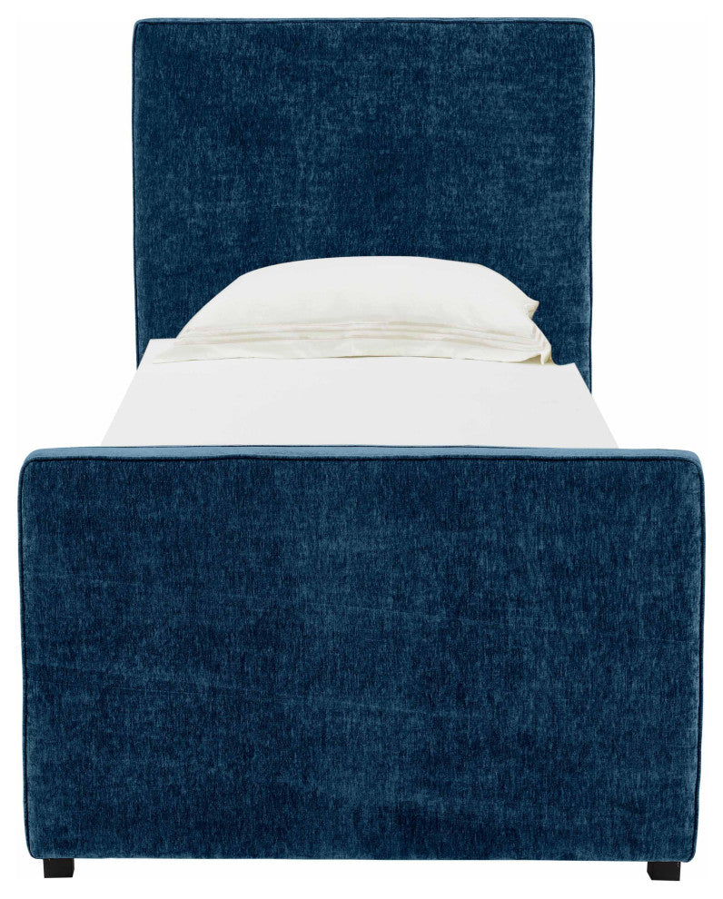 Delilah Navy Textured Velvet Trundle in Twin
