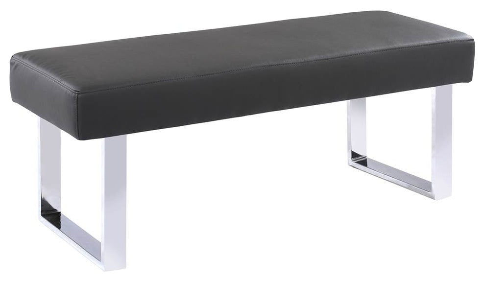 Amanda Contemporary Chrome Dining Bench, Gray
