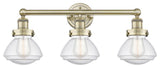 Olean 3-Light 25" Bath Vanity Light, Antique Brass Finish, Mercury Shade