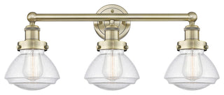 Olean 3-Light 25" Bath Vanity Light, Antique Brass Finish, Mercury Shade
