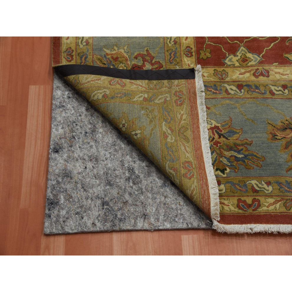 Red Antiqued Persian 250 KPSI 100% Wool Hand Knotted Oversized Rug, 9'10"x15'4"
