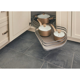 Solid Surface Blind Corner Organizer for Blind Right Cabinet, Gray, 39"