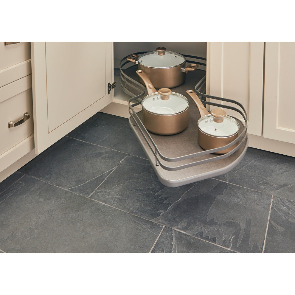 Solid Surface Blind Corner Organizer for Blind Right Cabinet, Gray, 39"