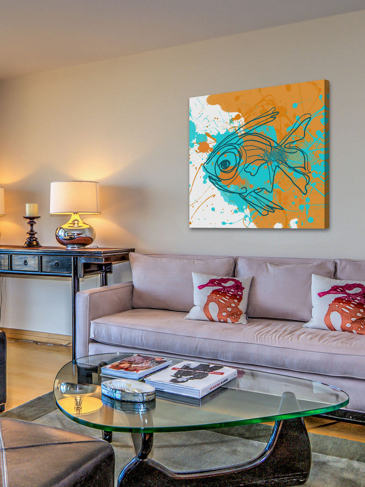 "Aqua Fish" Painting Print on Canvas by Irena Orlov