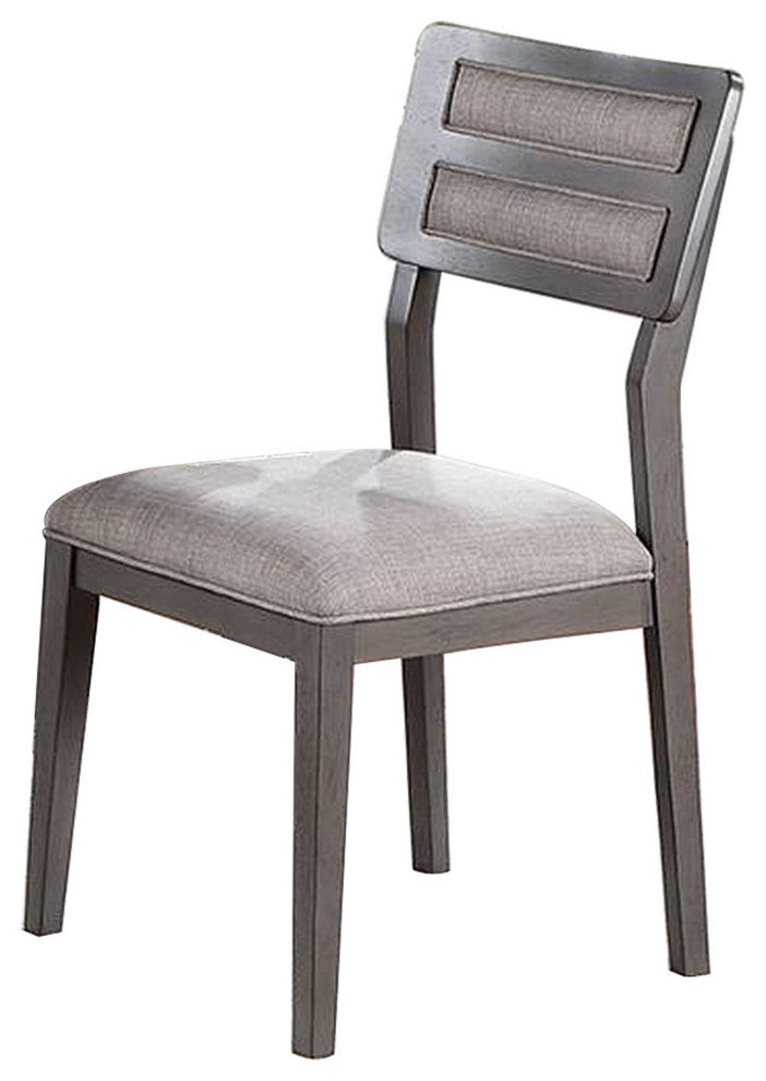 Benzara BM286292 Kya 21" Dining Chair, Ladder Back, Gray Seat, Set of 2, Gray