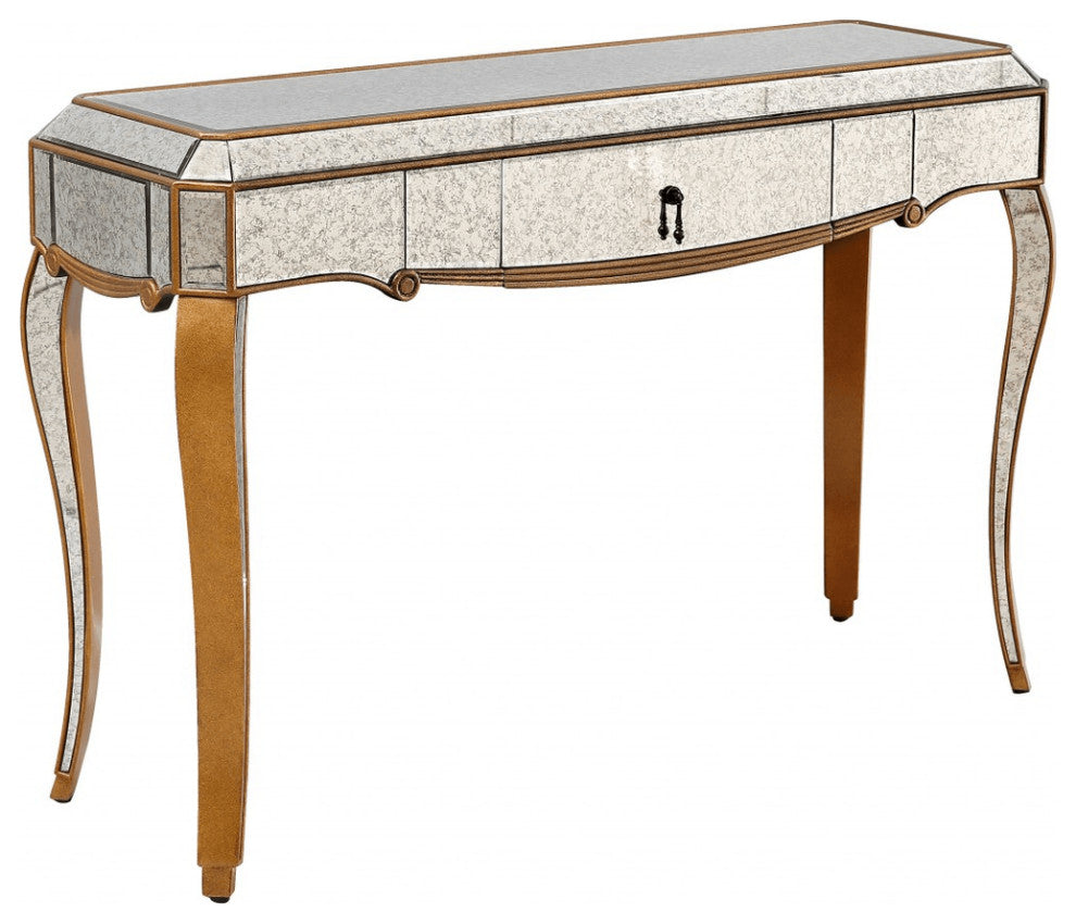 Antiqued Gold Wooden Console Table