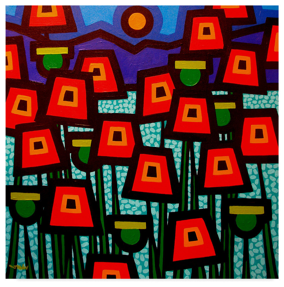 John Nolan ''Poppy Field Blue Sky'' Canvas Art, 24"x24"
