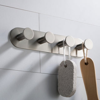 Elie Bathroom Robe and Towel 4-Hooks Rack, Nickel