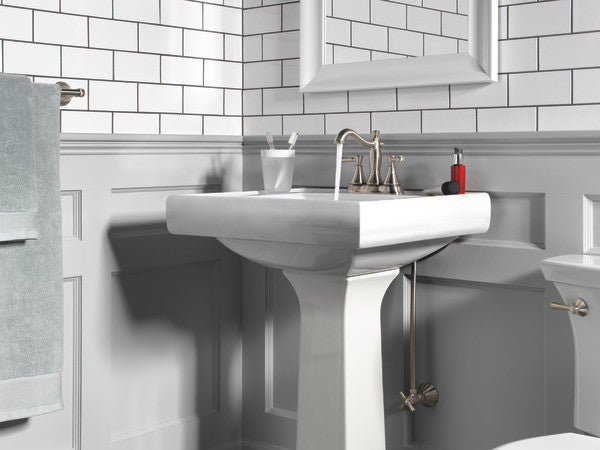 Delta Cassidy 2 Handle Centerset Faucet, Metal Pop-Up, Stainless, 2597LF-SSMPU