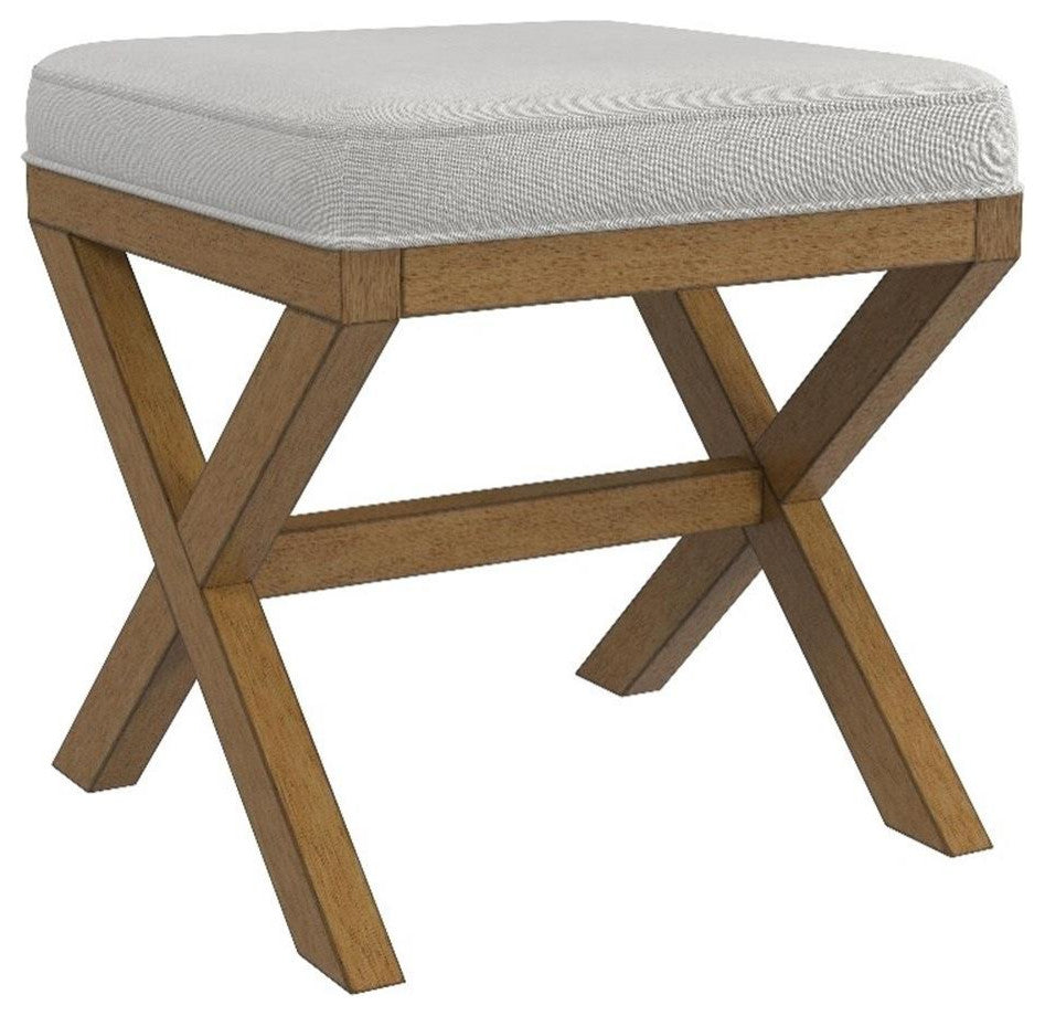 Pemberly Row Modern Backless Wood Vanity Stool Dark Driftwood Gray