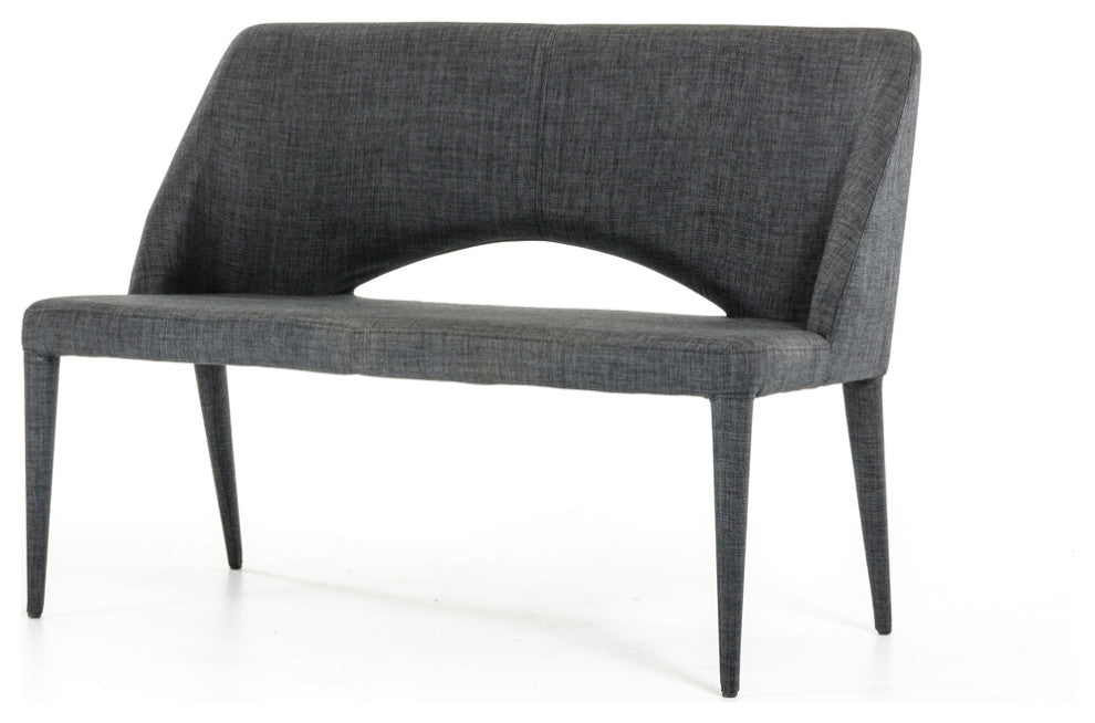 HomeRoots 32" Dark Grey Fabric and Metal Bench