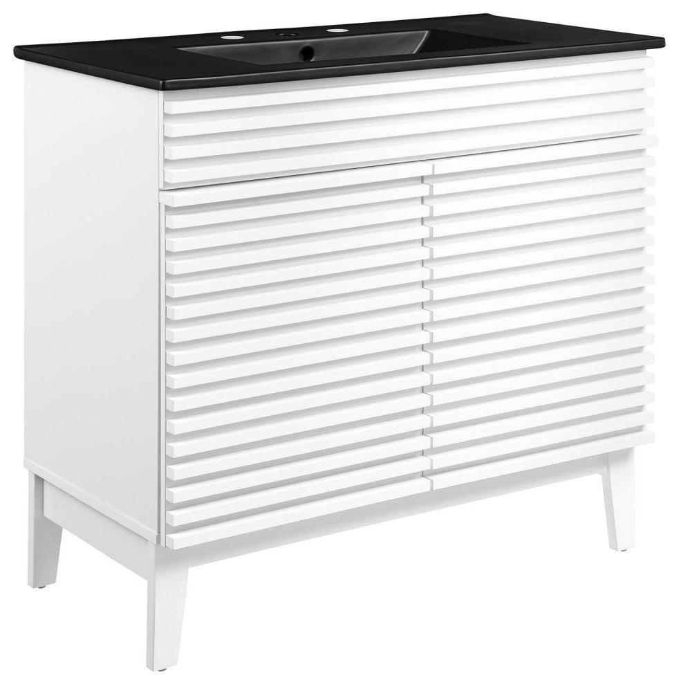 Render 36" Bathroom Vanity, White Black