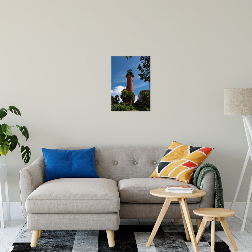 Jupiter Lighthouse 2 Color Coastal Landscape Canvas Wall Art Print, 12" X 16"