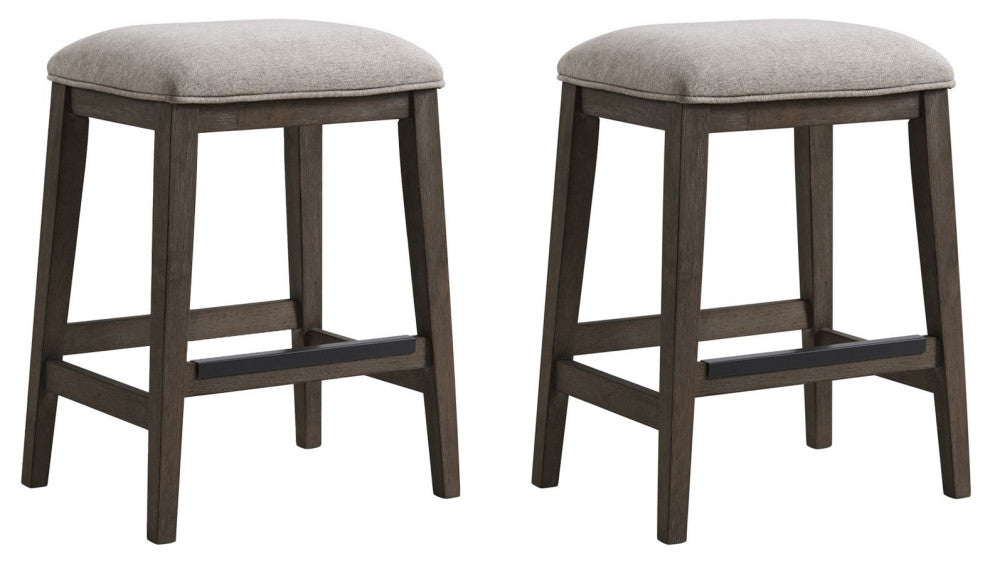 Hearst Backless Stool and Cushion Seat, Reclaimed Chevron, Set of 2