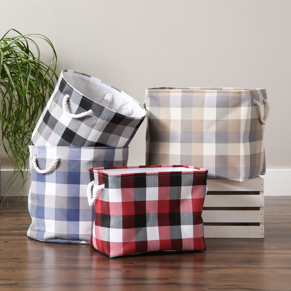 DII Polyester Bin Tri Color Black Rectangle Medium 16"x10"x12"