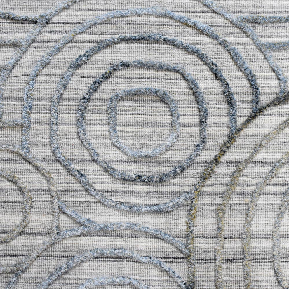 HAND WOVEN FLAT WEAVE KILIM POLYESTER AREA RUGS -Rectangle,Light Gray,Geometric, [Runner] 2'6''x10'