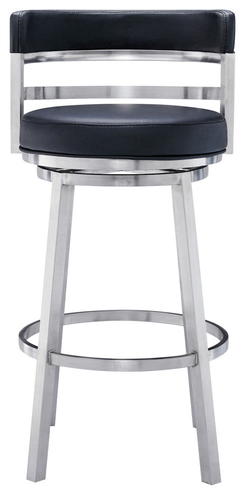Titana 30" Bar Height Swivel Black Faux Leather Bar Stool