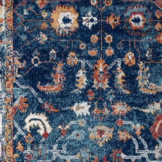 Alessana Cochise Bordered Area Rug, Blue, 6'7"x6'7" Round