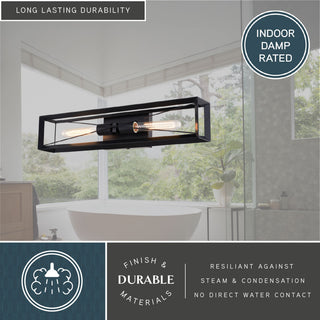 Milton 2-Light Black Transitional Wall Sconce, Bathroom Vanity Lighting Fixture