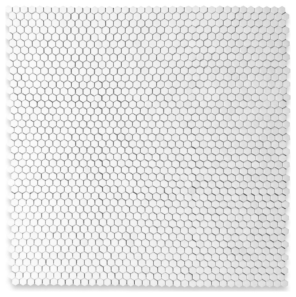 Thassos White Marble Hexagon Mosaic Tile 1 inch Polished, 1 sheet