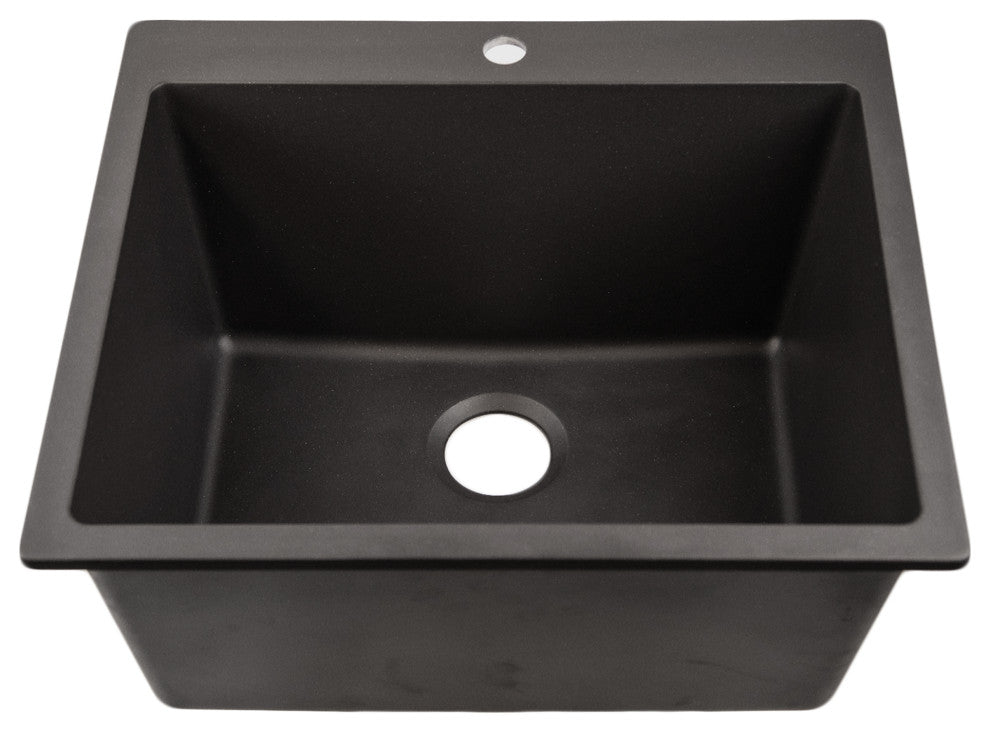 Nantucket Sinks PR2522-DM-BL Dual-mount Granite Composite Laundry Sink in Black