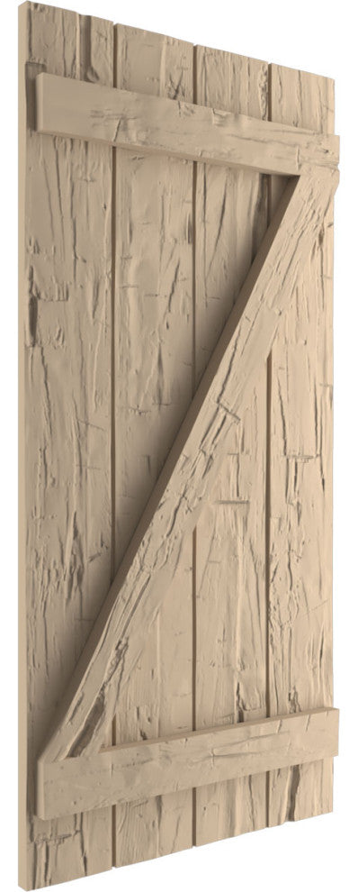 Rustic 4 Board Joined B-N-B Faux Wood Shutters, Hand Hewn, 22x26"