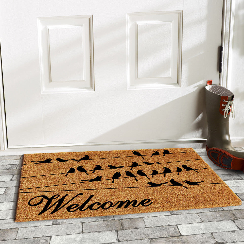 Black Bird Welcome Doormat, 36x72