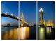 "Lit-up Bhumibol Bridge at Dusk" Metal Wall Art, 3 Panels, 36"x28"