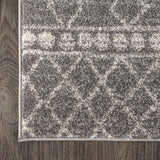 Izil Moroccan Beni Souk Area Rug, Gray/Cream, 2'x8'