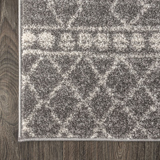 Izil Moroccan Beni Souk Area Rug, Gray/Cream, 2'x8'
