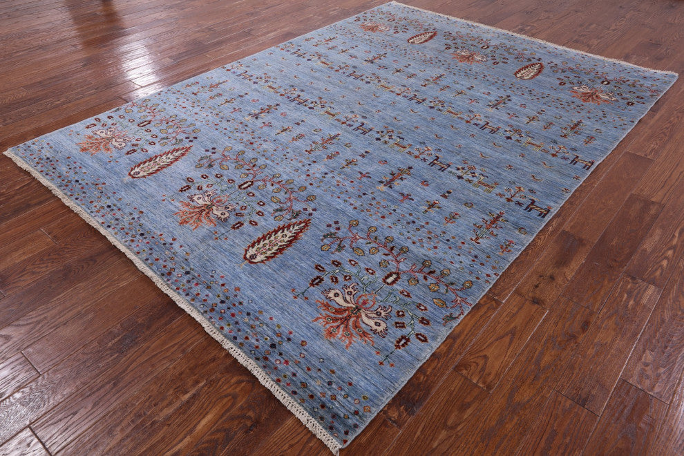 6' 11" X 9' 7" Handmade Tribal Persian Gabbeh Wool Rug Q7561