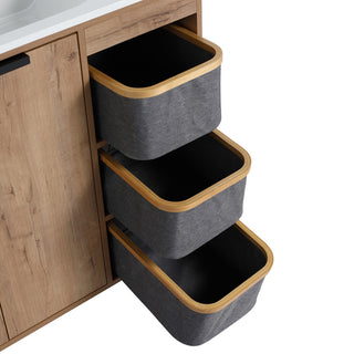 Single Vanity, Neutral Finish With Solid Surface Resin White Sink, 36"