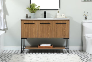 Sue Walnut Brown-Light Bathroom Vanity, Walnut Brown, 48"