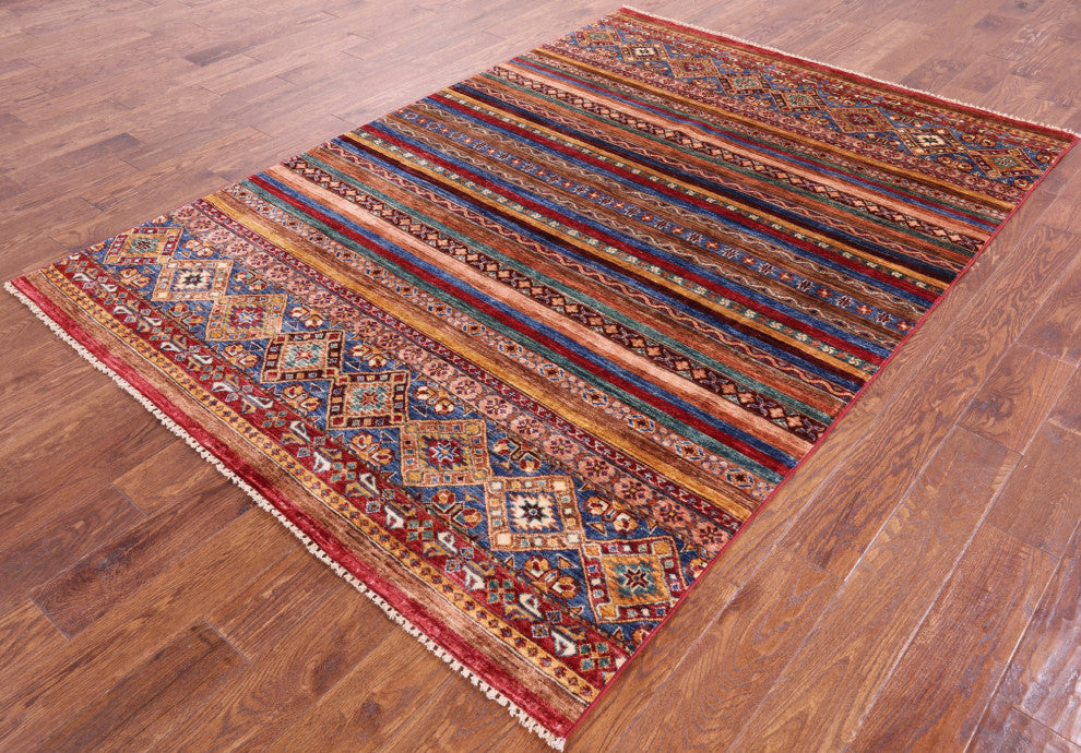 5' 7" X 8' 0" Khorjin Super Kazak Hand Knotted Rug Q5822