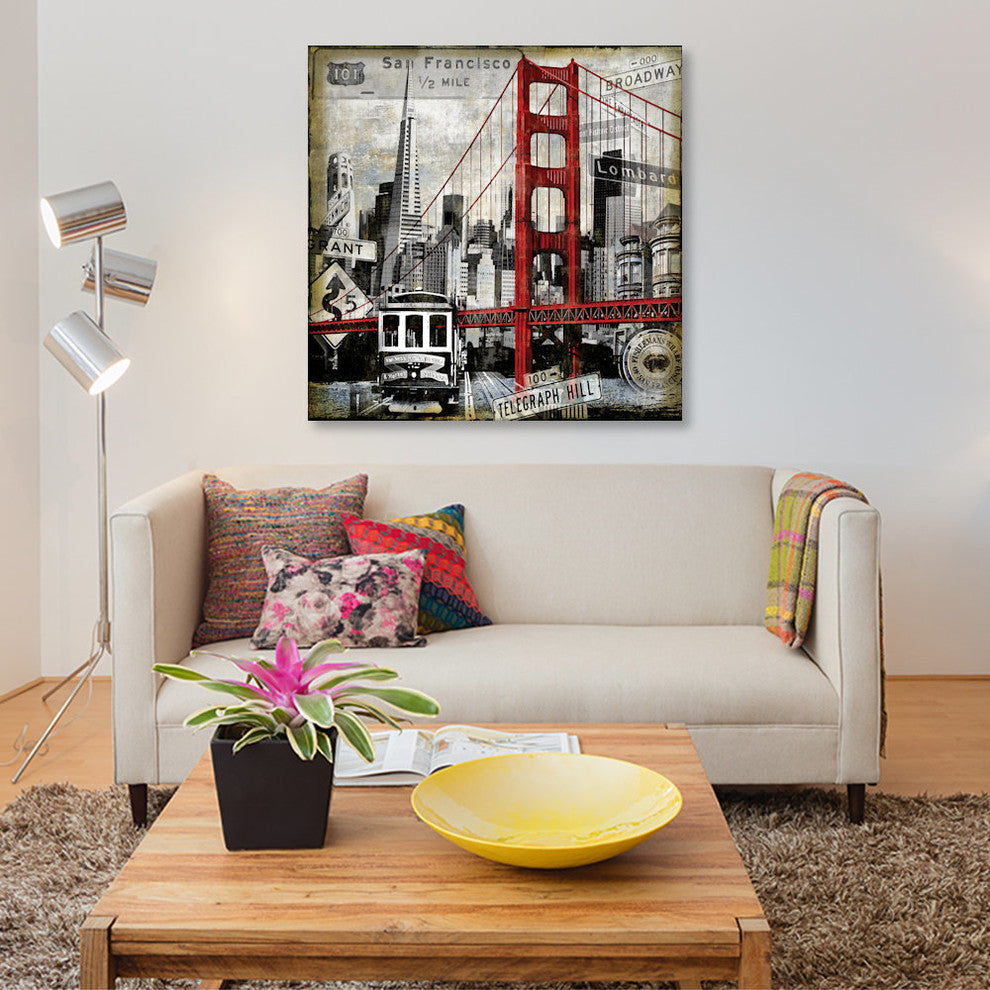 "Landmarks San Francisco" by Dylan Matthews, Canvas Print, 37"x37"