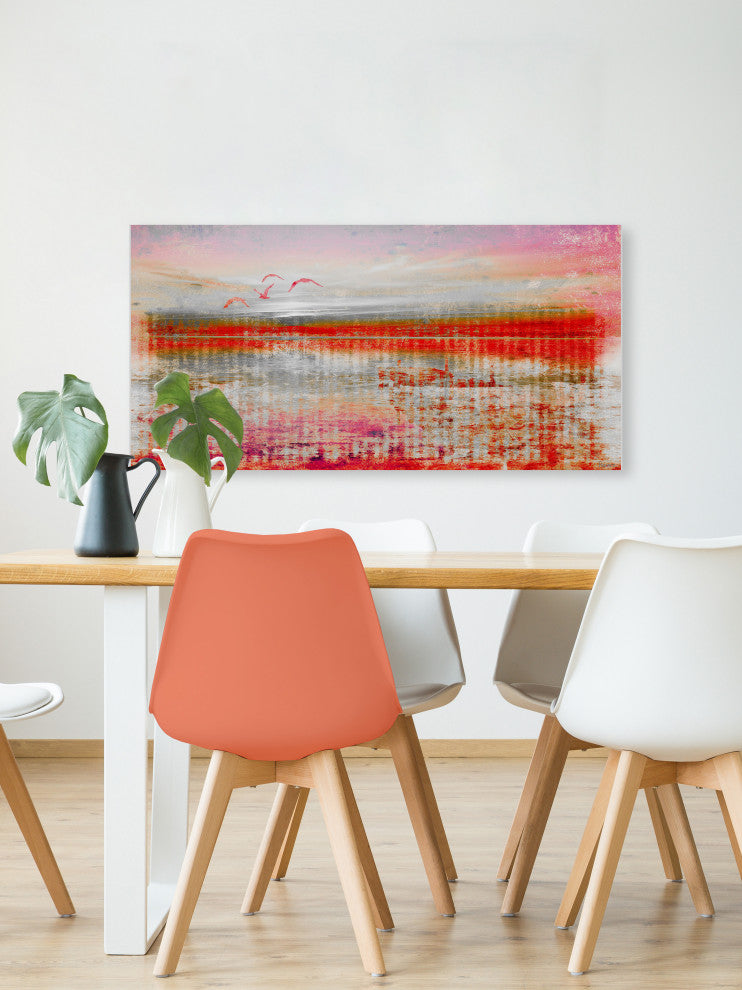 "Dock Birds" Print on Canvas, 36"x18"