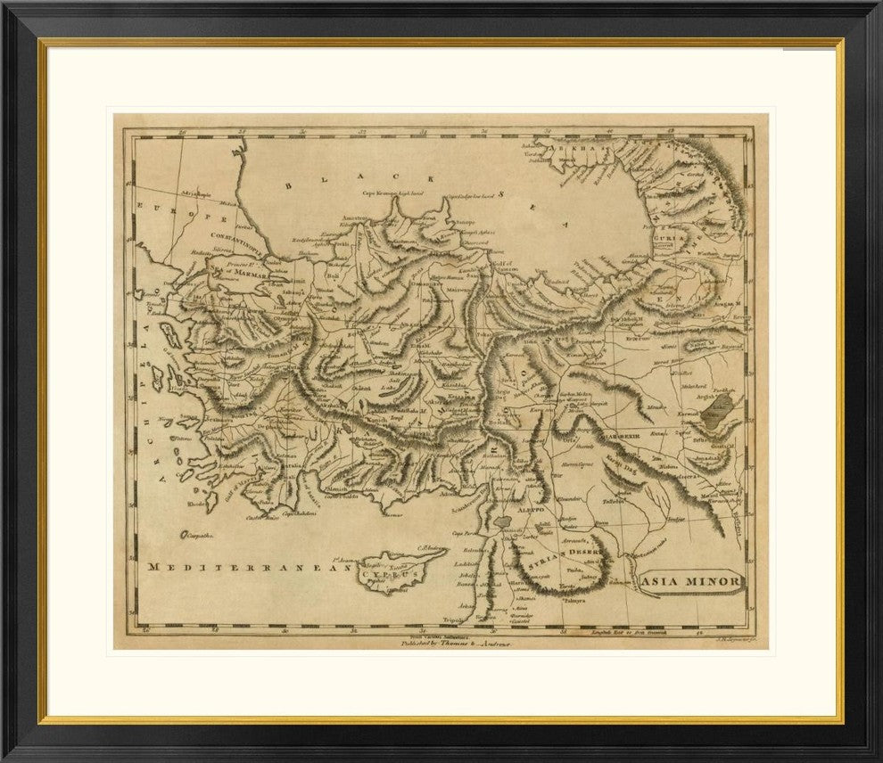 "Asia Minor, 1812" Framed Digital Print by Aaron Arrowsmith, 40x35"