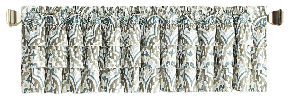 Tivoli Ikat Valance Set, Blue/Gray, 52"x20"