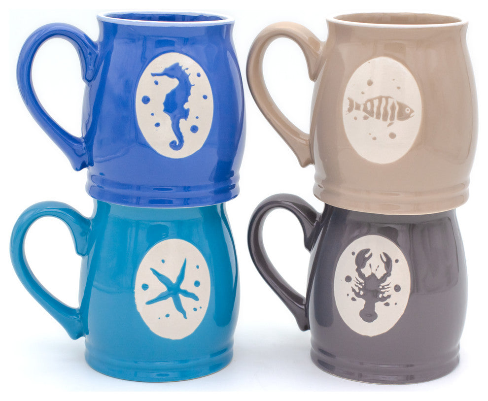 Nautical Ocean 4 Piece Assorted Mug Set