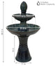 Sunnydaze Double Tier Outdoor Ceramic Water Fountain With LED Lights, 38"