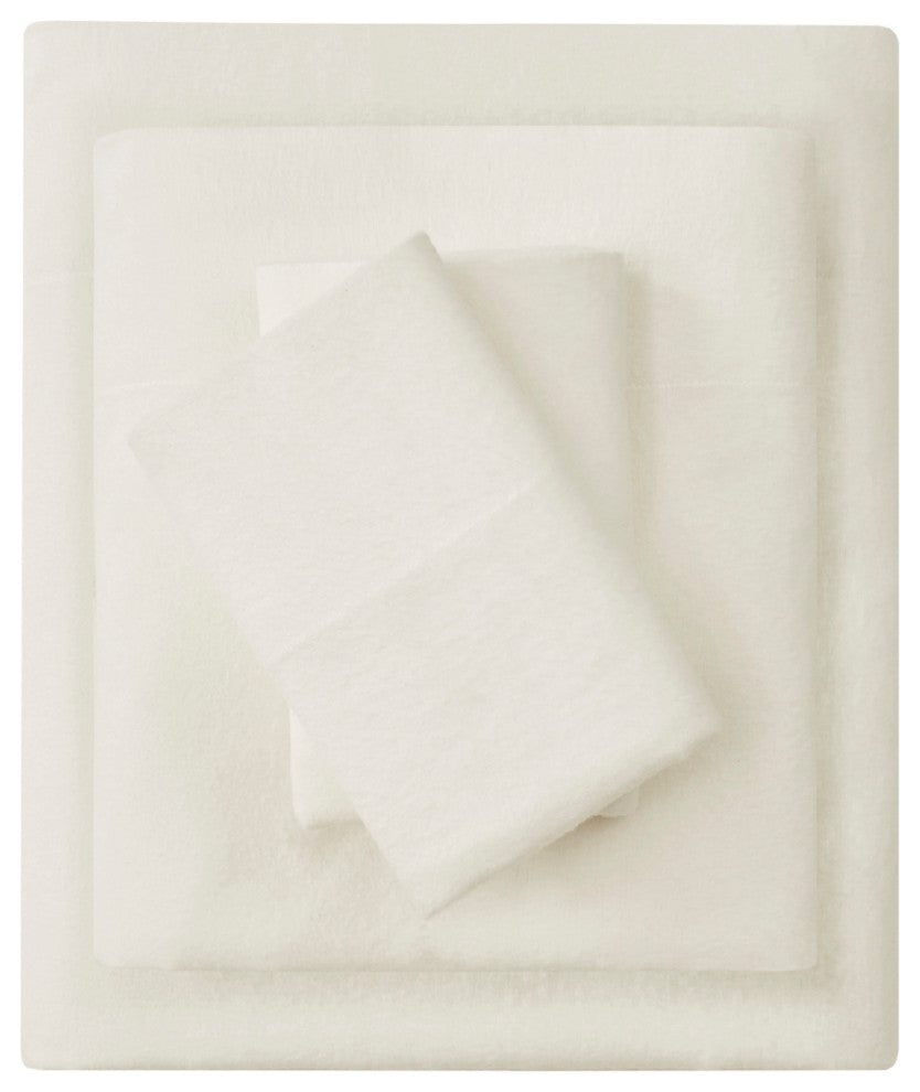 Beautyrest Oversized Flannel 4 Piece Sheet Set, Ivory Solid