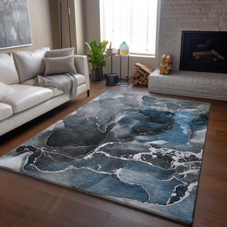 Premium Machine Washable Mayfield AMF503 Blue 3' x 5' Rug