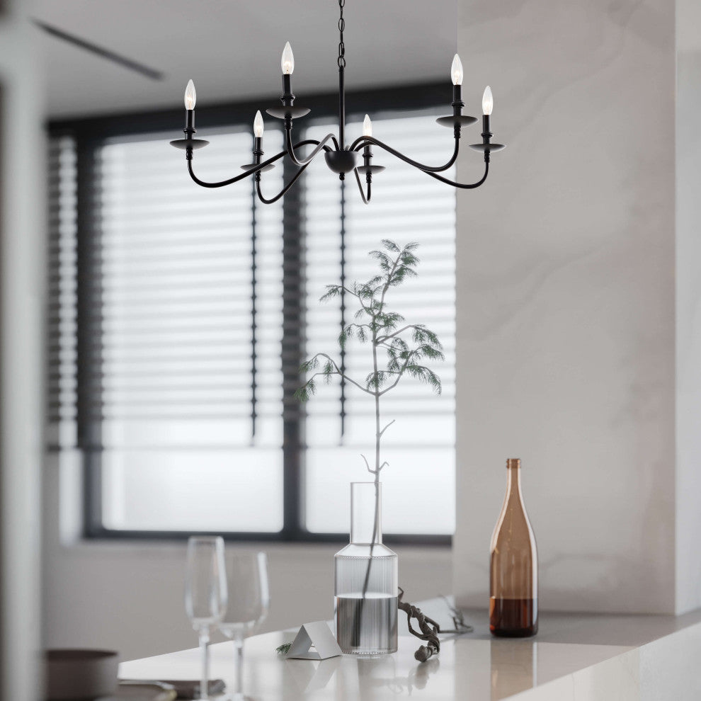 Mia Rustic 6-Light Black Metal Chandelier