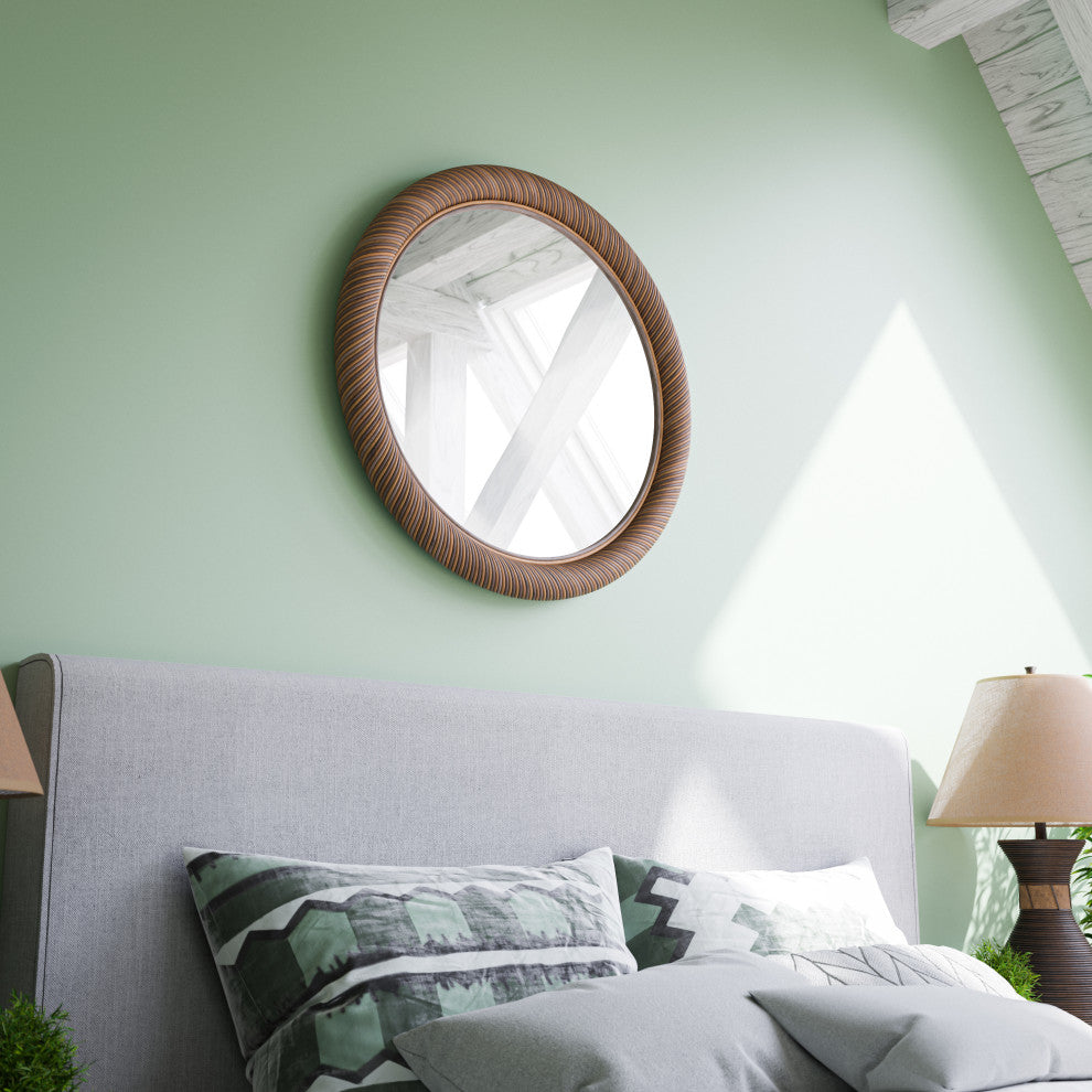 Kenroy 60551RAT Mirror, Basket Collection, Natural Rattan Finish