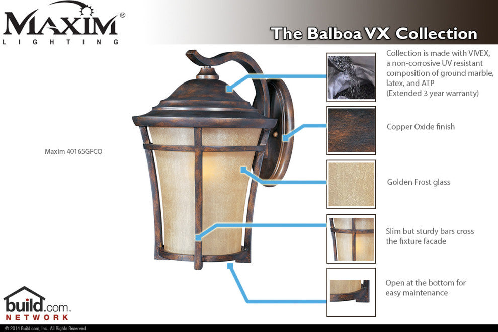 Maxim 40165 Balboa 17" 1 Light Wall Sconce - Copper Oxide / Golden Frost Glass