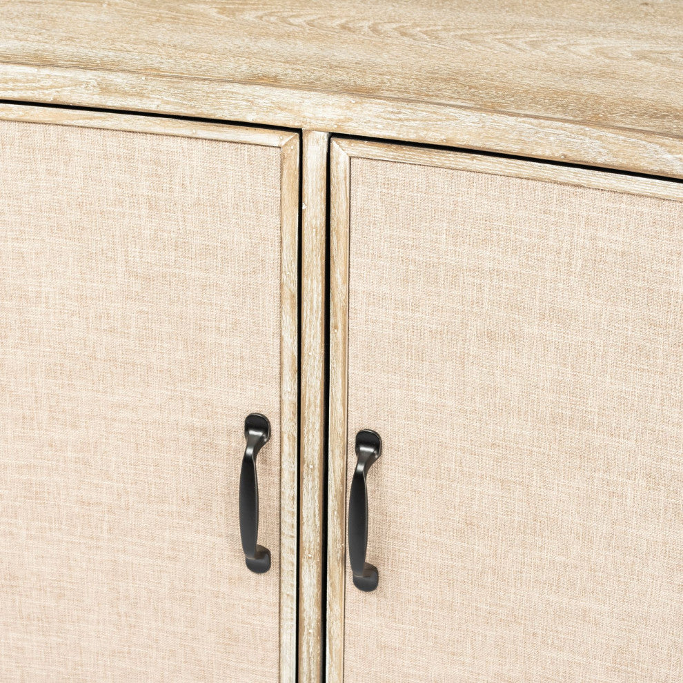 Bellefontaine Natural Fir Veneer And Black Metal Frame Accent Cabinet