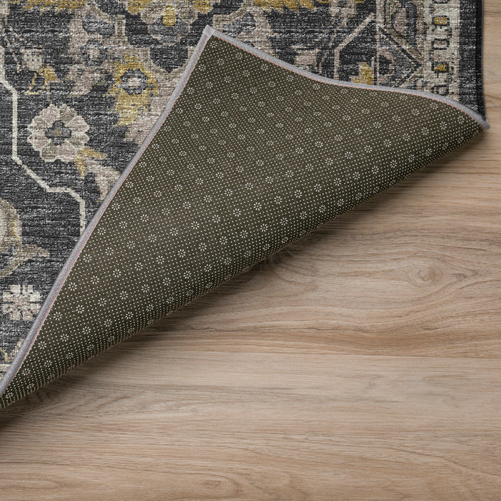 Indoor/Outdoor Marbella MB4 Charcoal Machine Washable 3' x 5' Rug