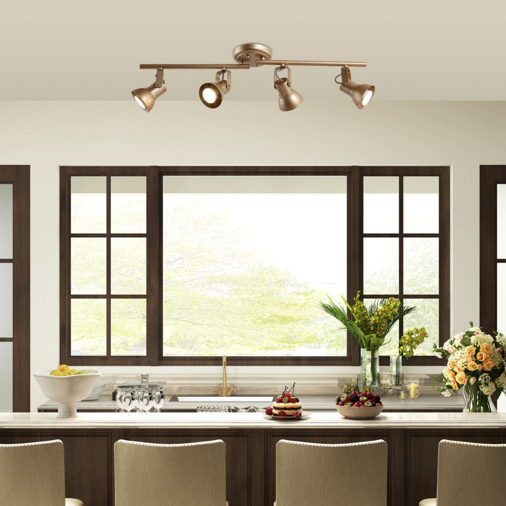 Modern Ceiling Light 4-Light 29" Cluster Bell Champagne Gold Track Lighting Kits